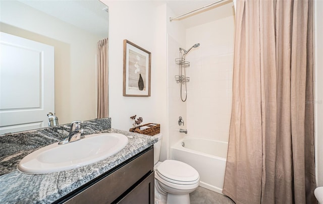 8367 Ender Hills Dr, Wesley Chapel, FL 33545 - full bathroom featuring toilet, vanity, shower / tub combo, and tile patterned floors