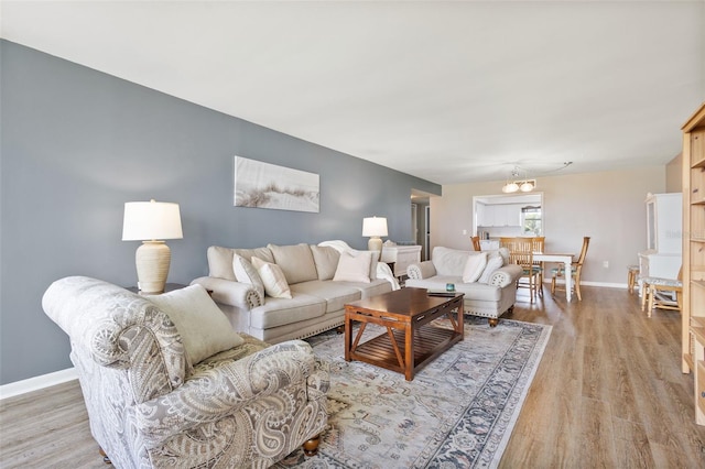 living room with light wood-type flooring