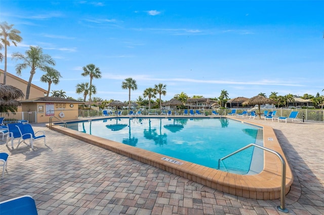 view of pool featuring a patio