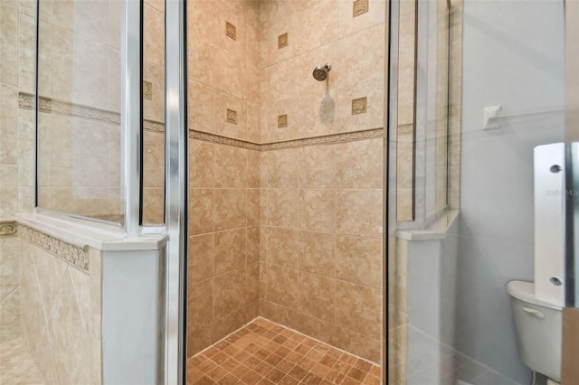 bathroom with walk in shower and toilet