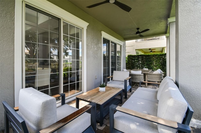 view of patio / terrace featuring an outdoor hangout area and ceiling fan