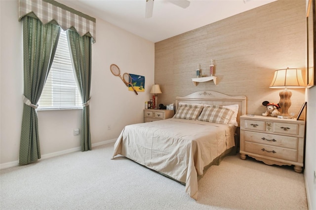 bedroom featuring carpet flooring and ceiling fan