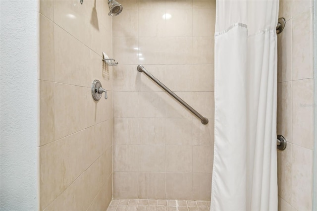 bathroom with a shower with curtain