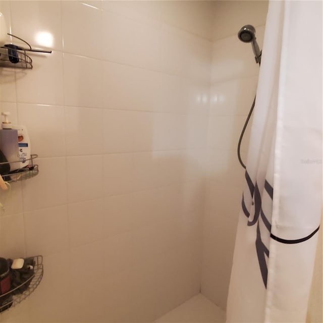 interior space with walk in shower