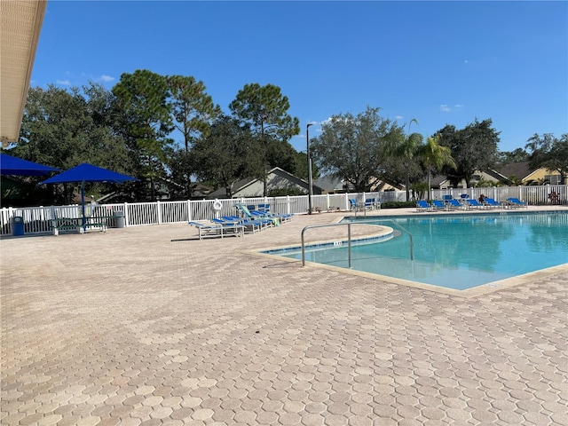 view of pool featuring a patio