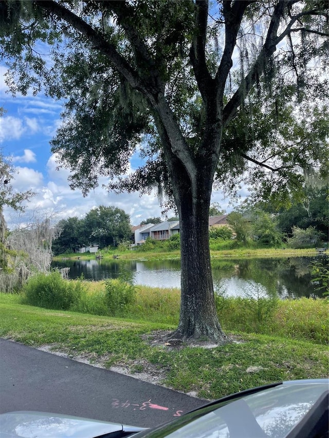 view of home's community with a water view