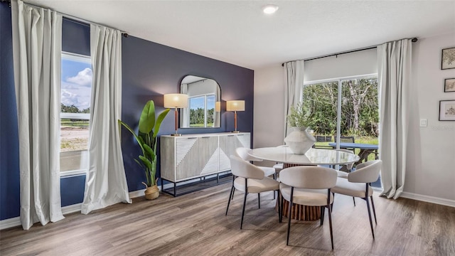 dining area featuring hardwood / wood-style flooring