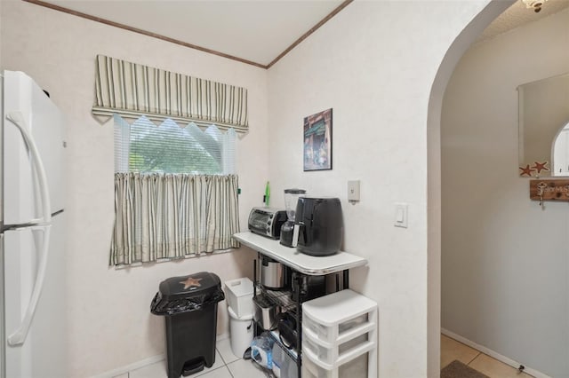 tiled office with crown molding