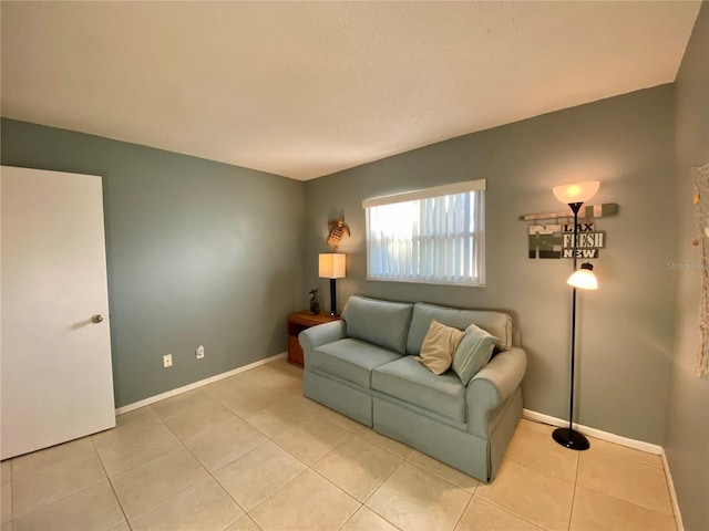 living room featuring light tile patterned floors