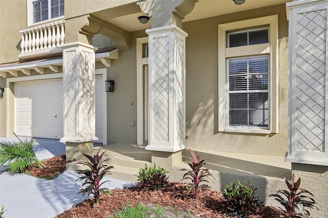 property entrance featuring a garage