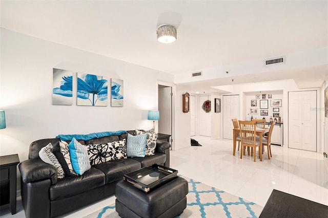 view of tiled living room