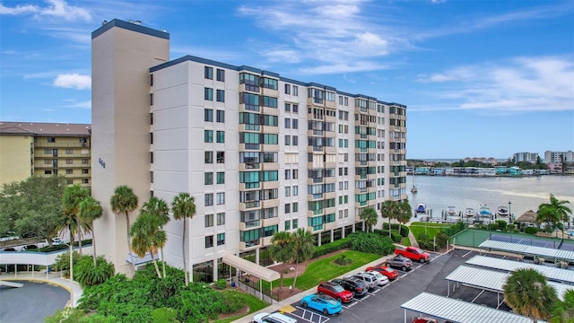 view of property with a water view