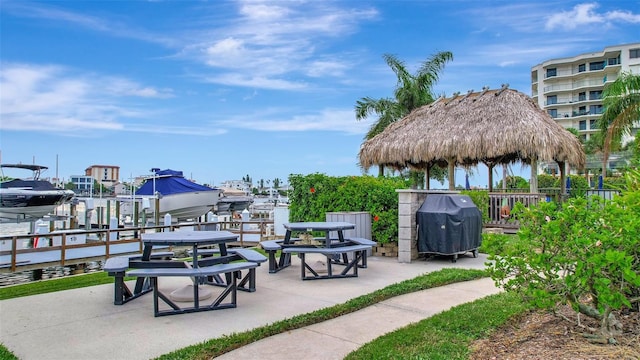 exterior space with a gazebo and a grill