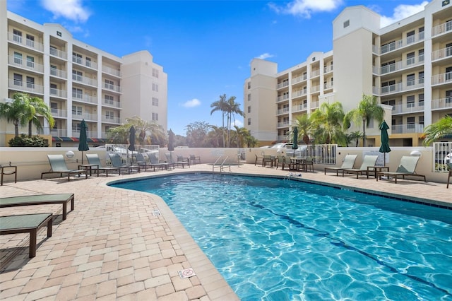 view of pool featuring a patio area