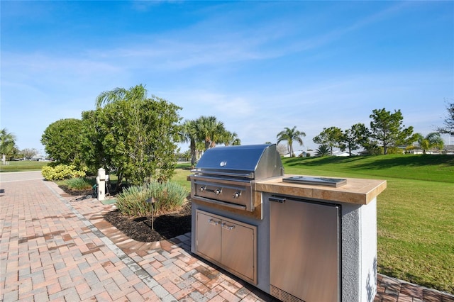 view of patio / terrace featuring an outdoor kitchen and grilling area