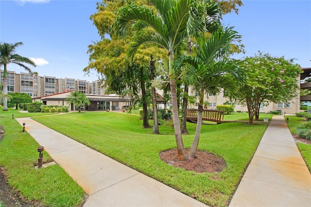 view of community featuring a lawn