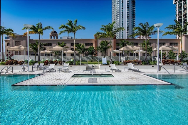 view of pool featuring a patio area