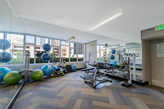 workout area featuring carpet floors