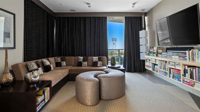 view of tiled living room