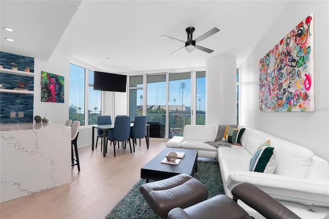 175 1st St S Unit 406, Saint Petersburg, FL 33701 - living area featuring recessed lighting, wood finished floors, and ceiling fan