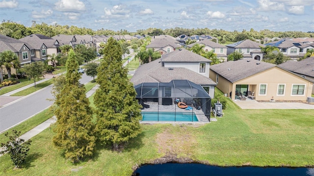 19501 Sea Myrtle Way, Tampa, FL 33647 - aerial perspective of suburban area featuring a pool area and a large body of water