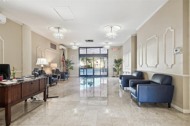 building lobby featuring visible vents