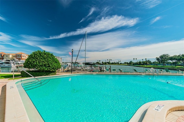 community pool with fence