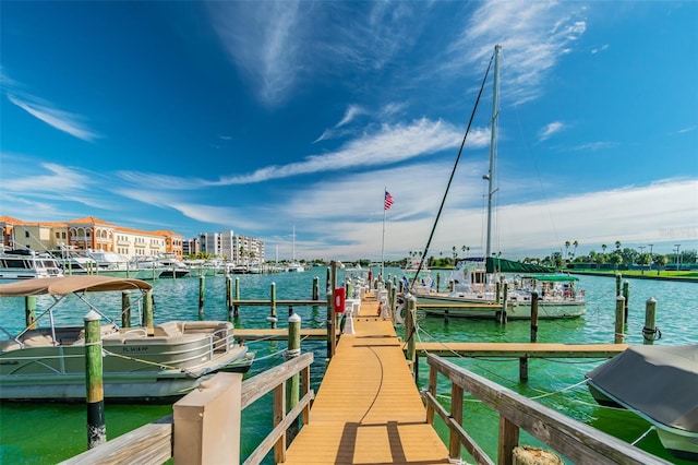 view of dock featuring a water view