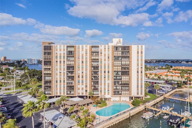 view of property with a water view