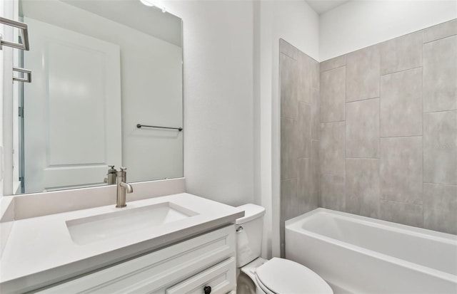 full bathroom featuring vanity, toilet, and bathing tub / shower combination