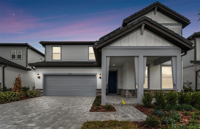 view of front of house with a garage