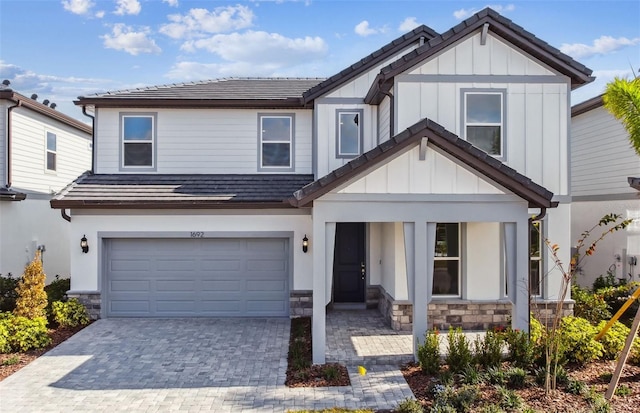 view of front of home with a garage