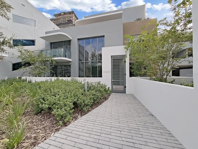 exterior space with a balcony