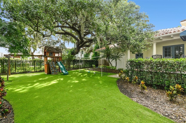 view of yard featuring a playground