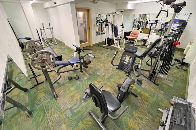 gym with carpet