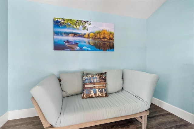 sitting room with hardwood / wood-style floors