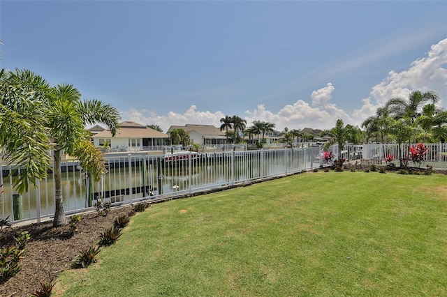 view of yard featuring a water view