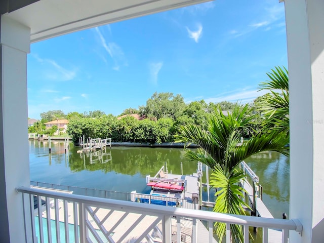 water view with a dock