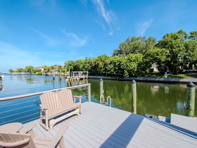 view of dock featuring a water view