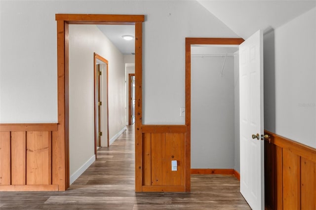 hallway featuring dark hardwood / wood-style floors