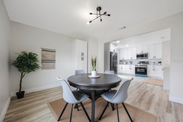 dining area featuring light hardwood / wood-style floors