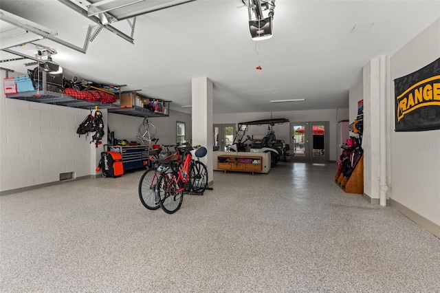 garage with a garage door opener