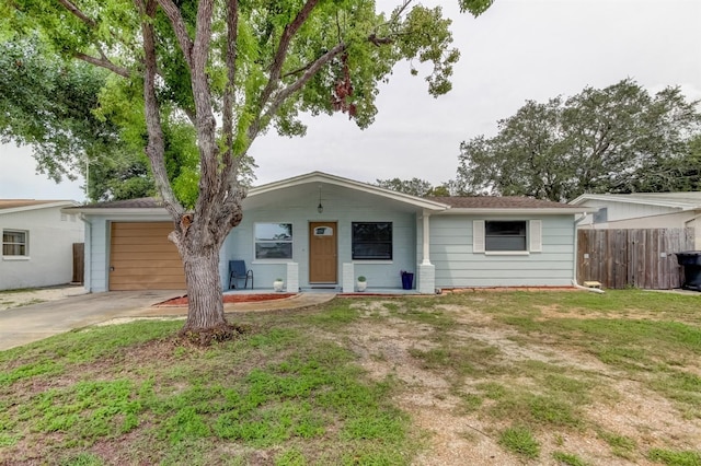 ranch-style house with a front lawn