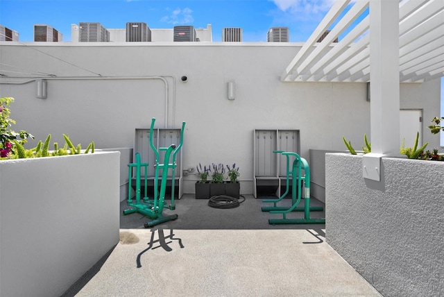 view of patio / terrace featuring a pergola