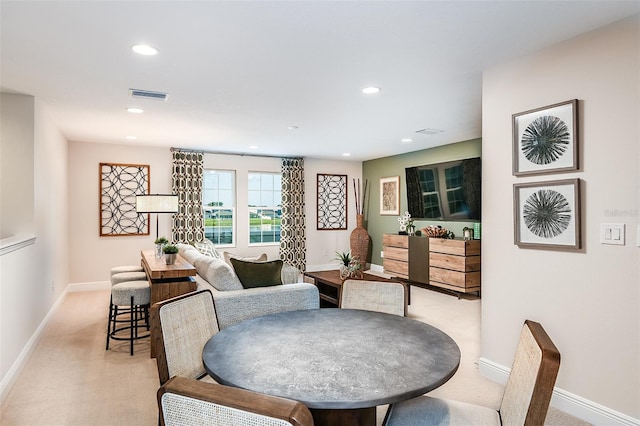 view of carpeted dining room