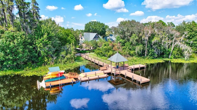 dock area featuring a water view