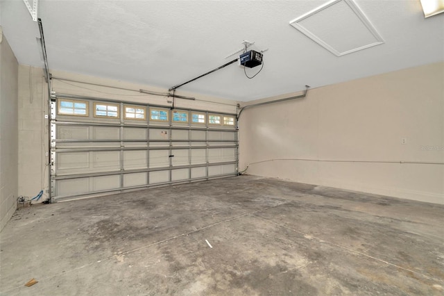 garage with a garage door opener