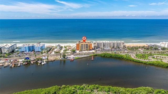 bird's eye view featuring a water view