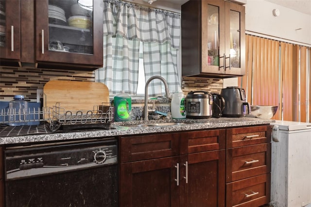 kitchen with backsplash, dishwasher, and sink