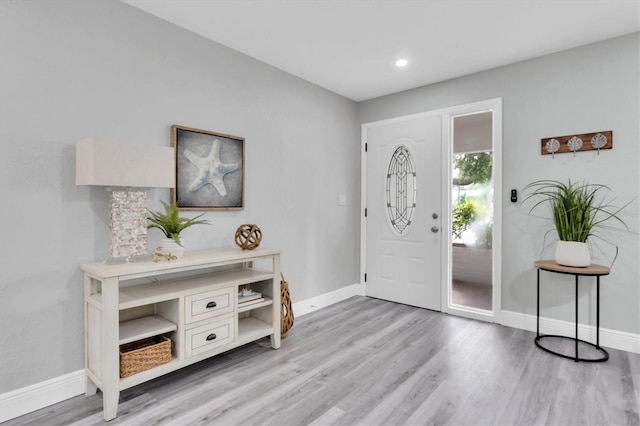 entryway with light wood-type flooring